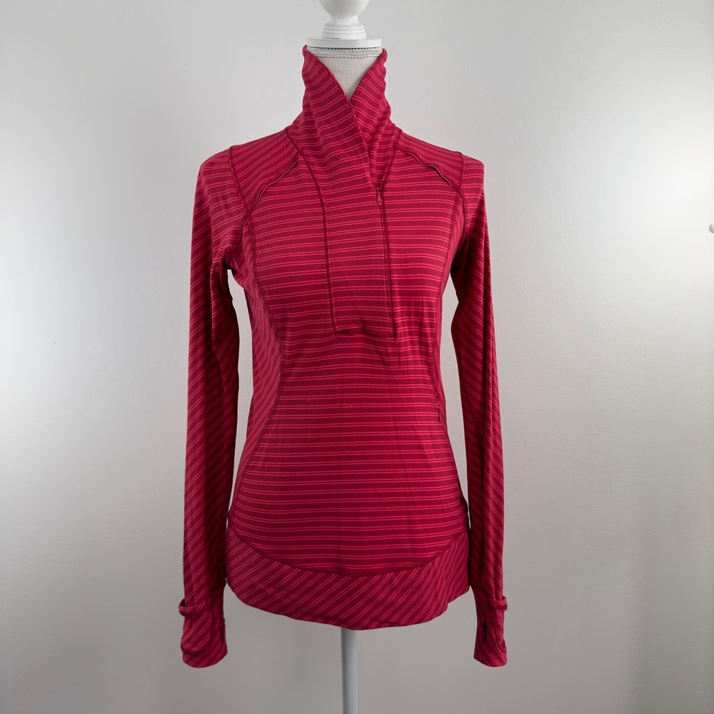 Lululemon red two tone striped‎ pullover